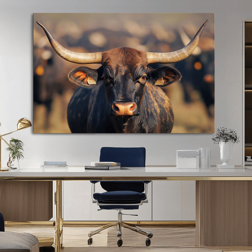 Majestic Texas Longhorn Bull Rustic Farm Animal Strong