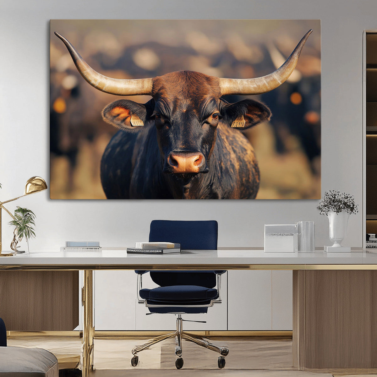Majestic Texas Longhorn Bull Rustic Farm Animal Strong