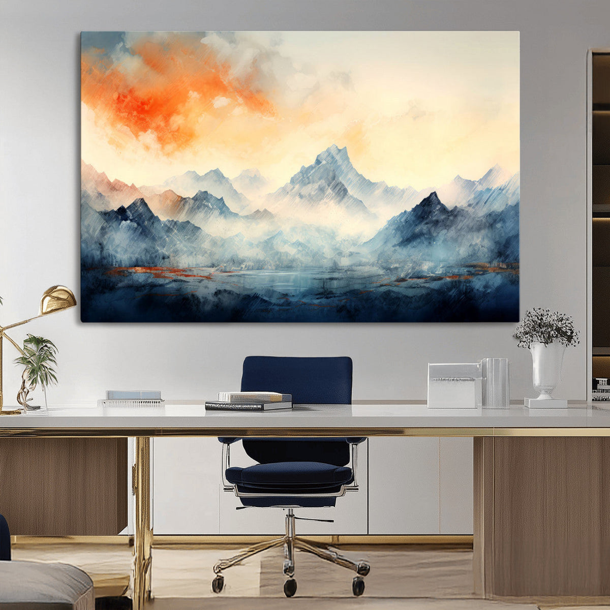 Warm Clouds Abstract Mountain Wall Art Canvas Print