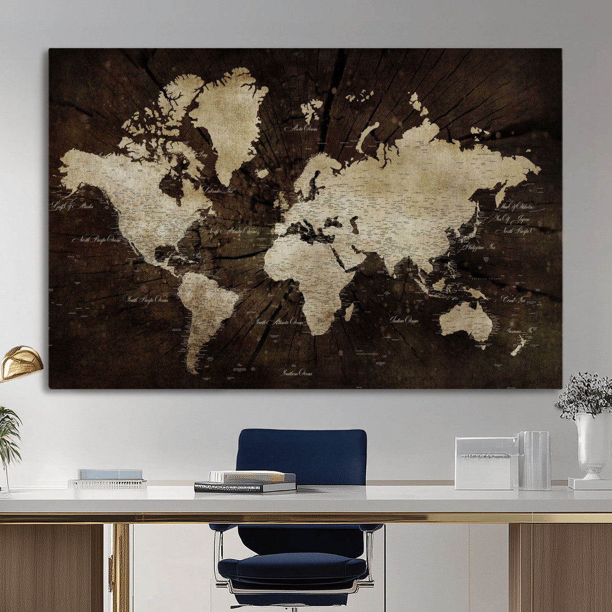 World Map Wall Art Canvas Print – Framed Travel Map Wall Art
