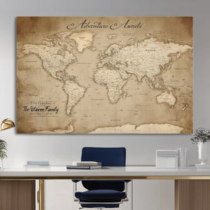 Personalized World Map Wall Art – Customizable Push Pin Map