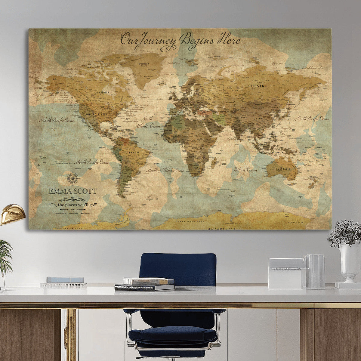 Personalized Custom World Map Wall Art Print – Add Your