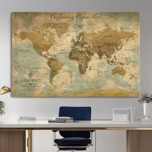 Personalized Custom World Map Wall Art Print – Add Your
