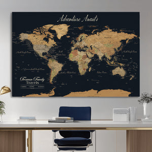 Personalized Family Travel Map Canvas – Custom Framed Push