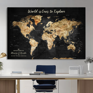 Framed Personalized Push Pin World Map – Custom Travel