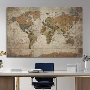 World Map Canvas Print – Framed Travel Map Wall Art for