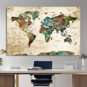 World Map Canvas Print – Framed Detailed Map of the World