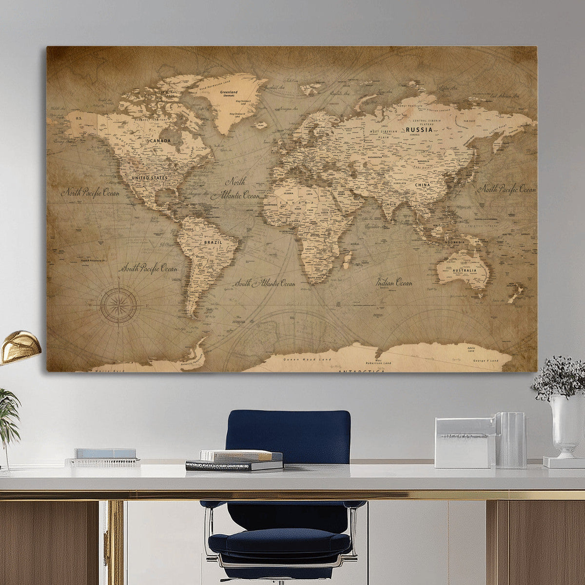 World Map Canvas Print – Framed Travel Map Wall Art for