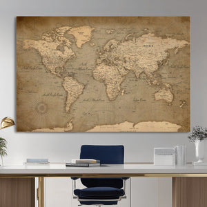 World Map Canvas Print – Framed Travel Map Wall Art for