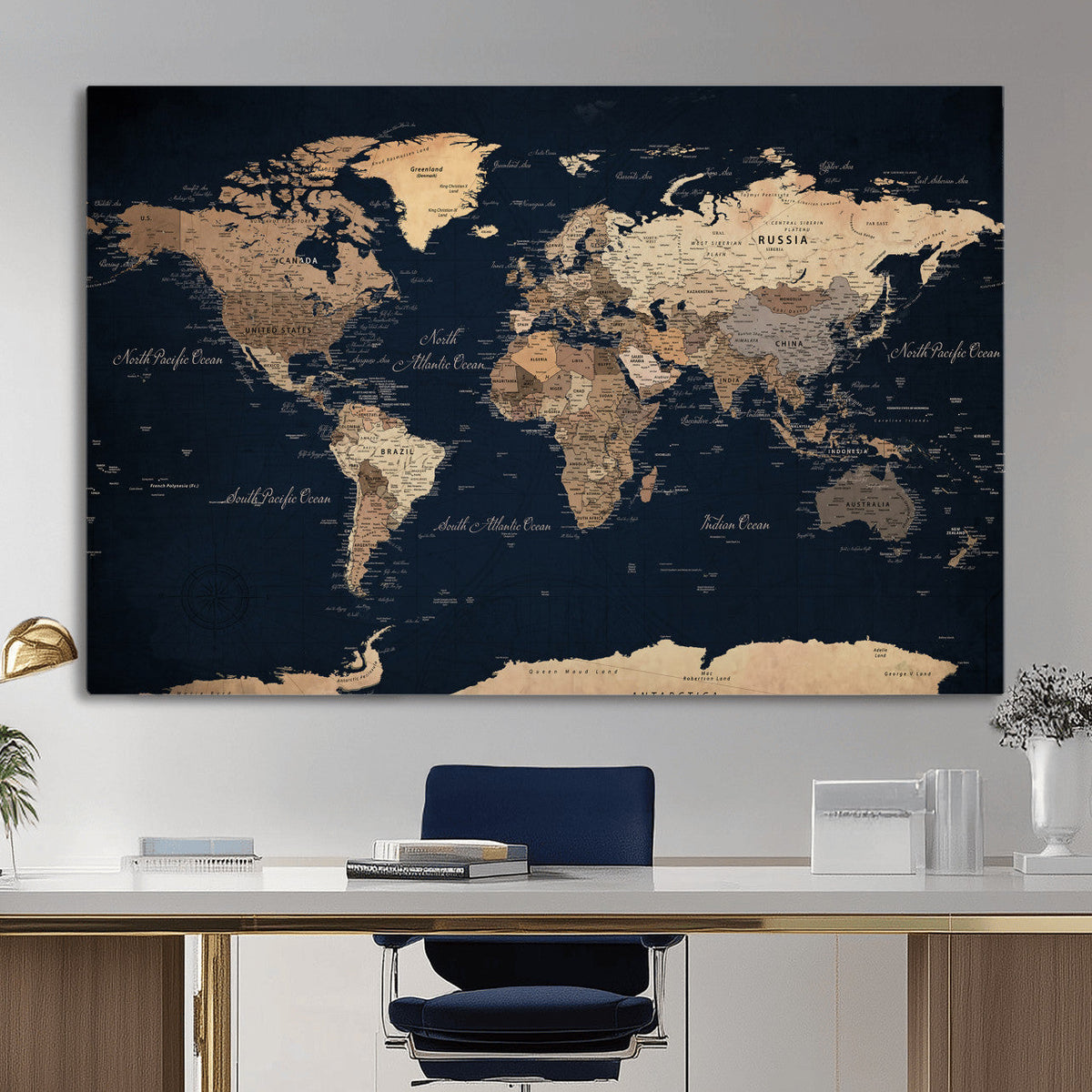 World Map Canvas Print – Detailed Map of the World Wall Art
