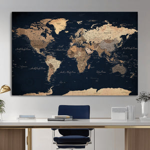 World Map Canvas Print – Detailed Map of the World Wall Art