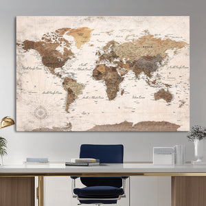 World Map Canvas Print – Framed Travel Map Wall Art for