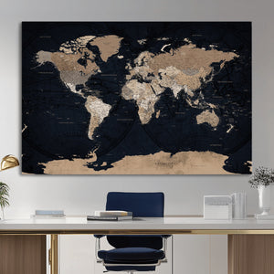 Grunge Wall Art World Map Canvas Print