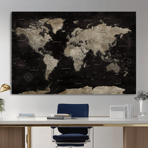 Detailed World Map Wall Art Print - Large Framed World Map