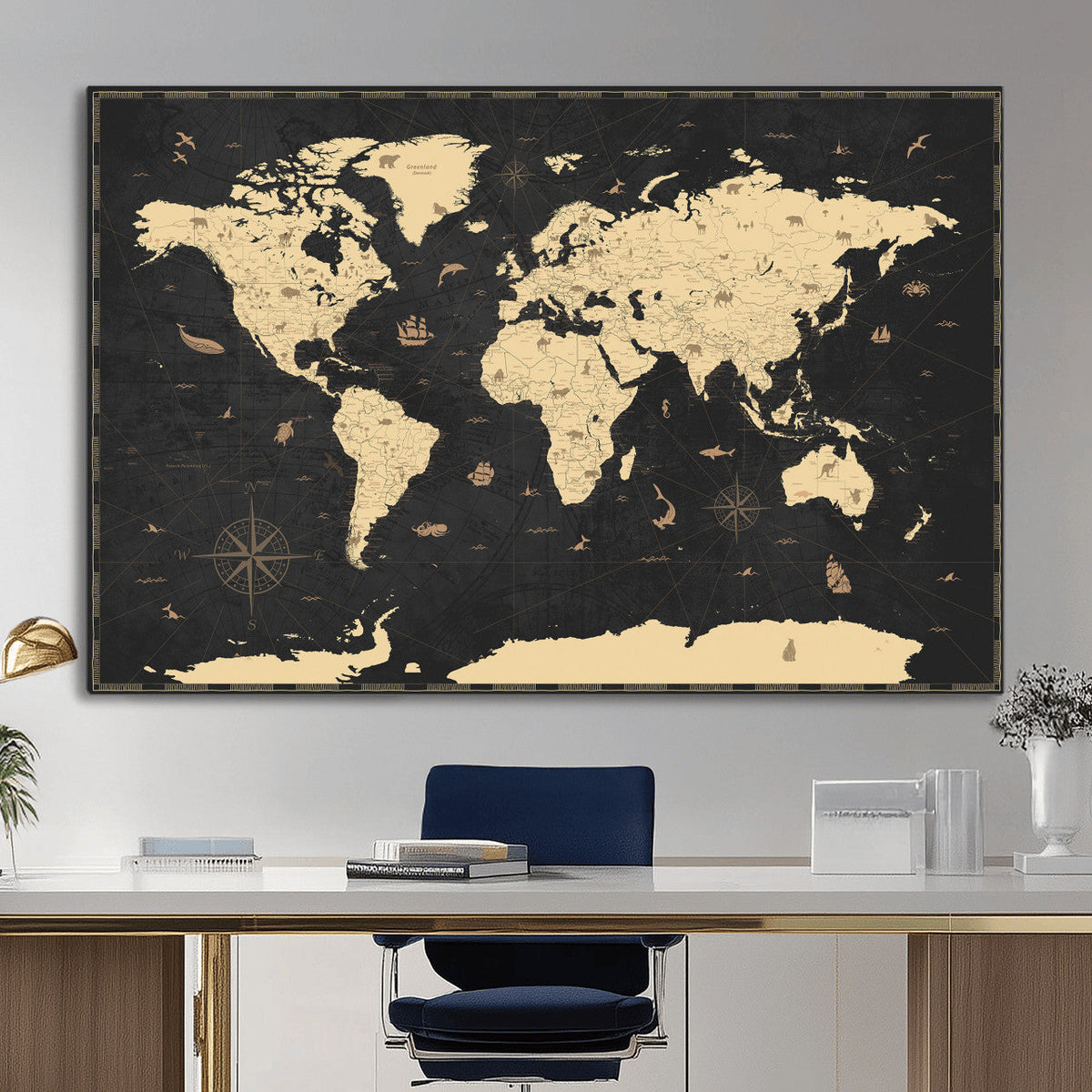 World Map Canvas Print – Detailed Map of the World Wall Art