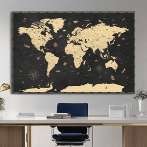 World Map Canvas Print – Detailed Map of the World Wall Art