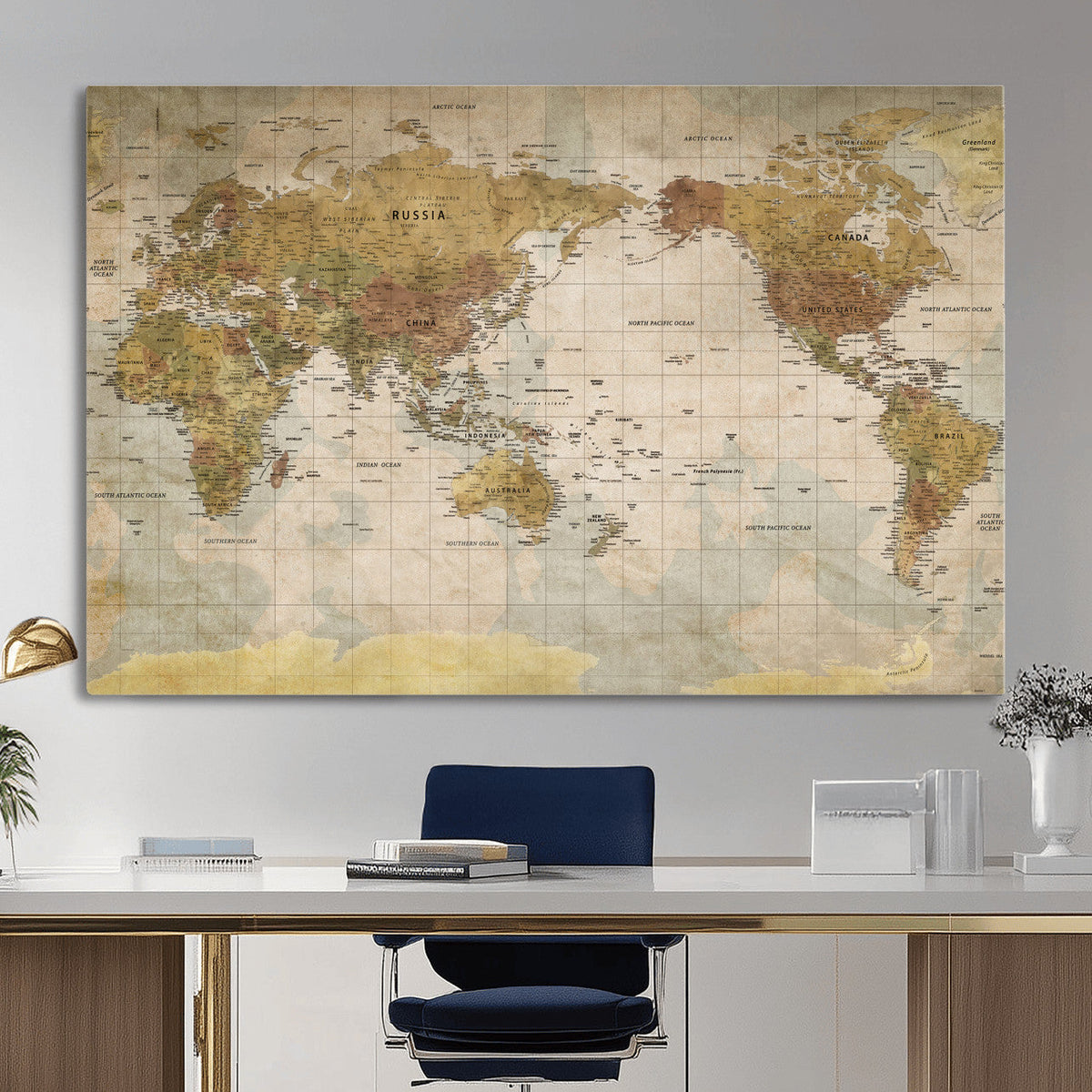 World Map Canvas Print – Detailed Map of the World Wall Art