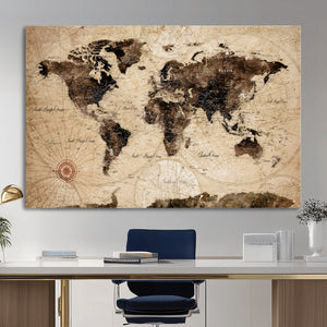 World Map Wall Art Canvas Print