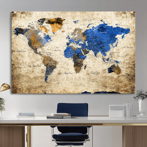 World Map Canvas Print – Colorful Abstract Travel Map,
