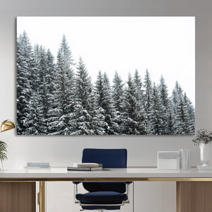 Misty Mountain Forest Canvas Print, Foggy Pine Trees Nature