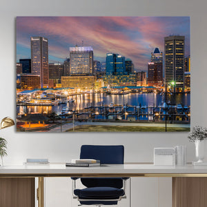 Baltimore Skyline Wall Art Canvas Print, Baltimore Downtown