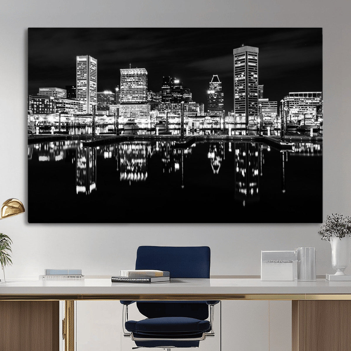 Baltimore Skyline Wall Art Canvas Print, Baltimore Downtown