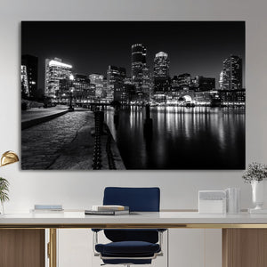 Boston Wall Art Canvas Print, Boston City Downtown Night