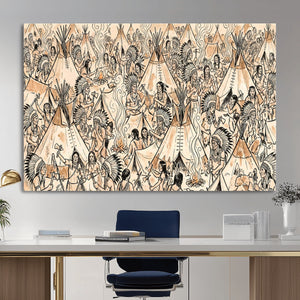 Native American Indian Wall Art Canvas Print - Abstract