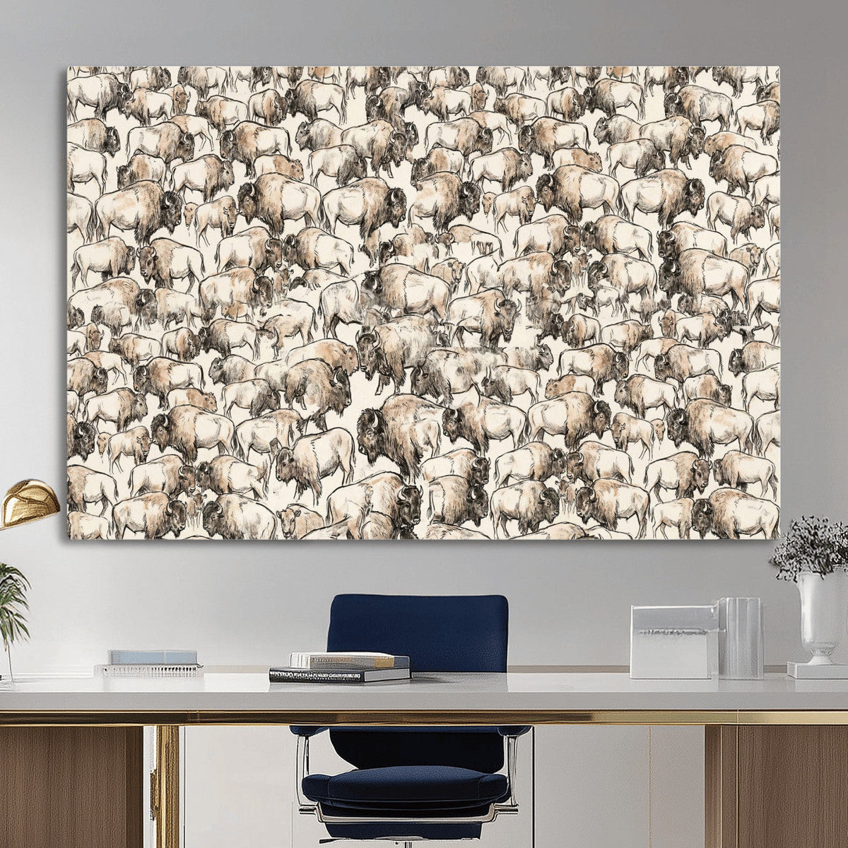 American Bison Canvas Print - Abstract Buffalo Wall Art