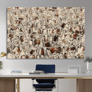Abstract Longhorn Wall Art Canvas Print - Farm Animal