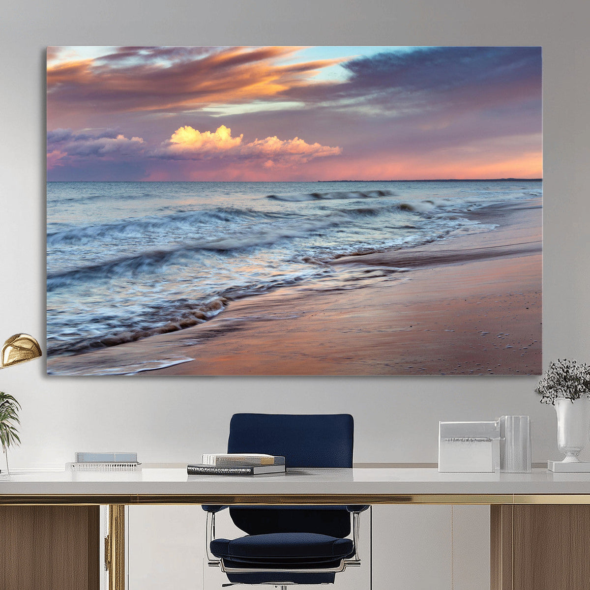 Ocean Sunset Wall Art Canvas Print – Coastal Beach