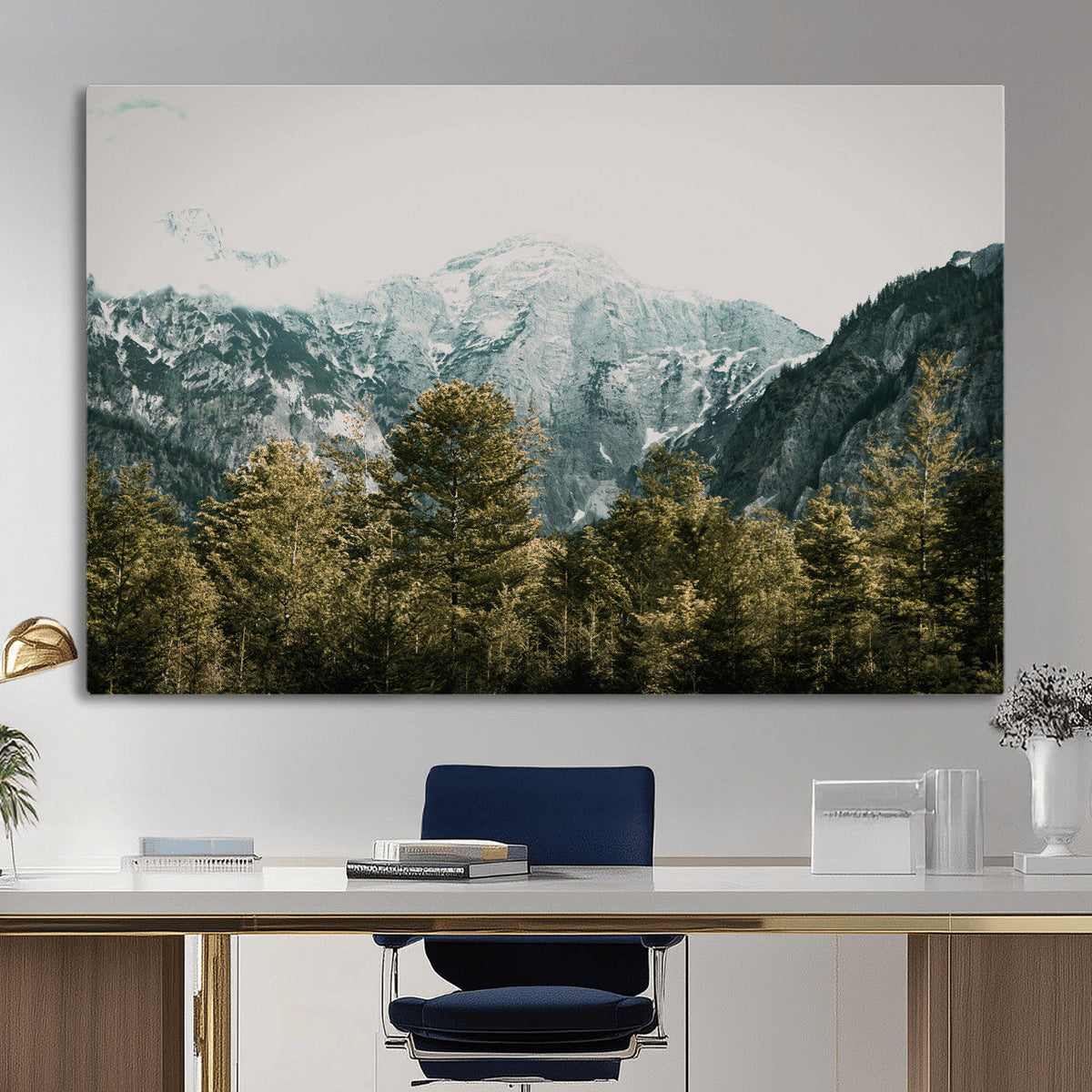 Mountain Forest Wall Art Canvas Print, Alpine Landscape
