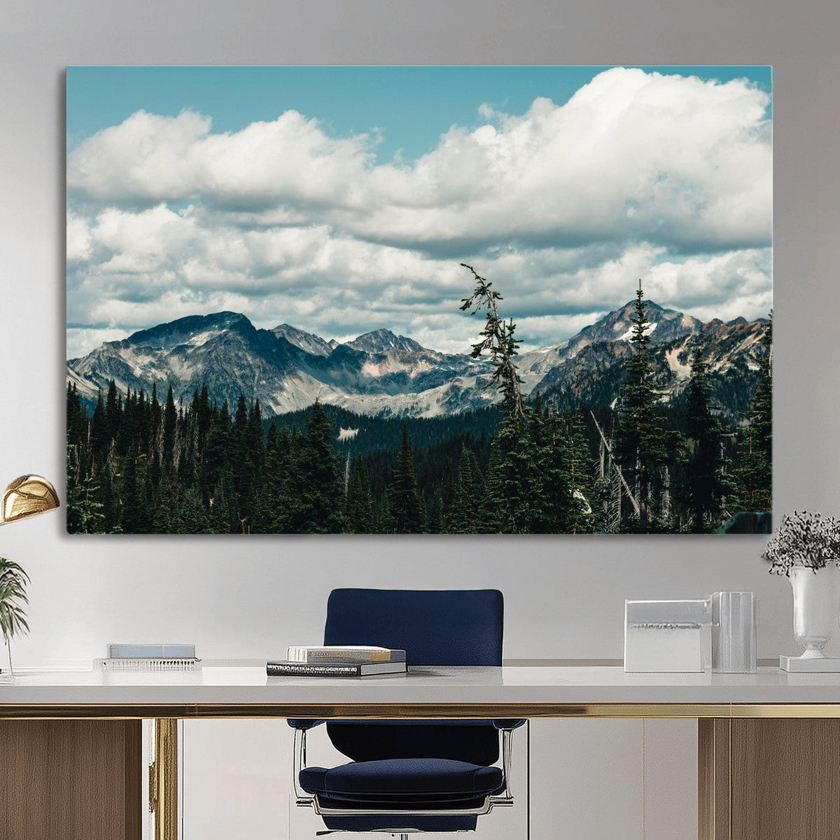 Mountain Forest Wall Art Canvas Print, Alpine Pine Tree