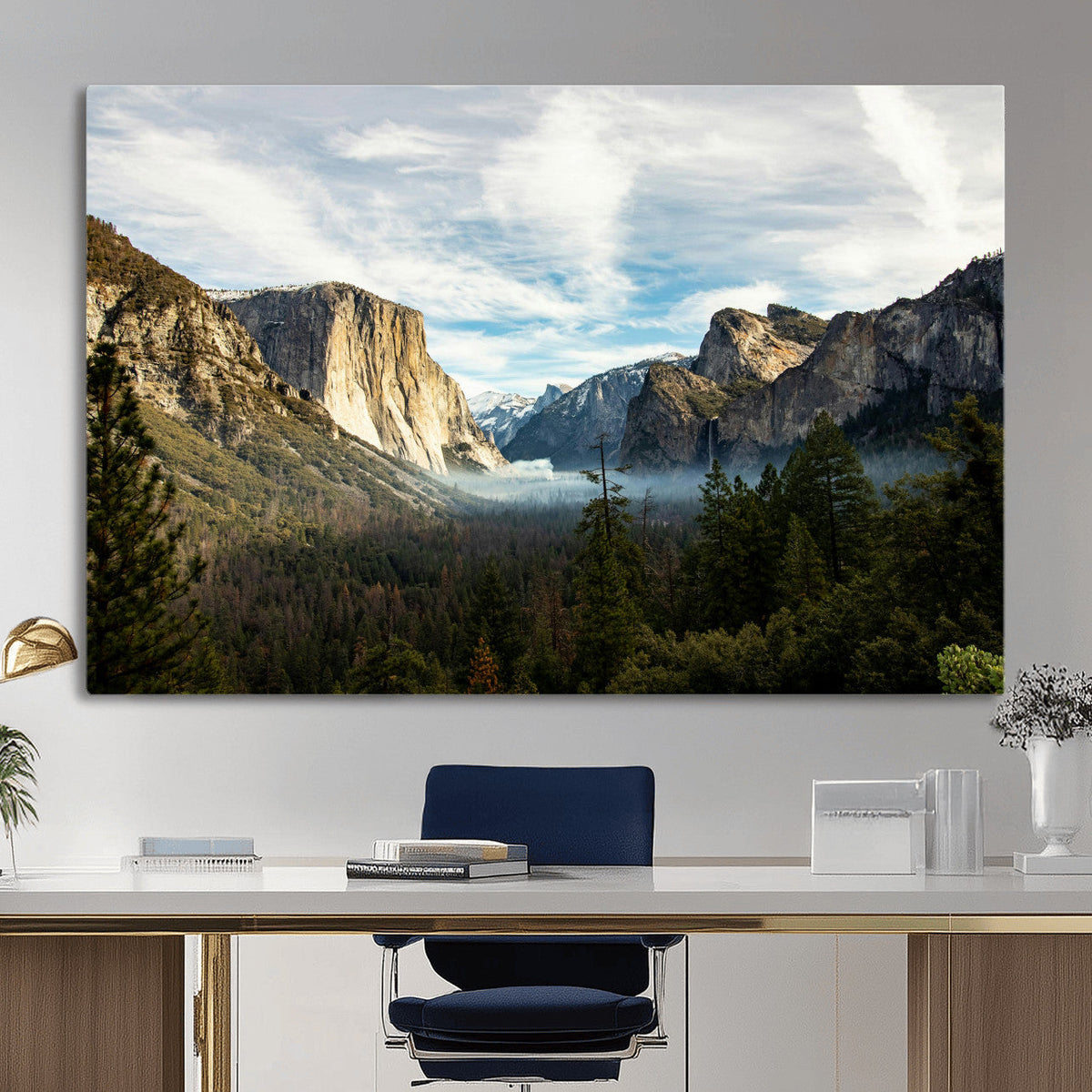 Yosemite Valley Mountain Wall Art Canvas Print, Granite
