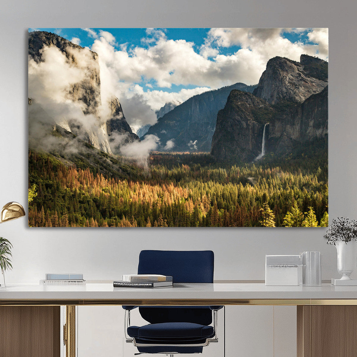 Yosemite Valley River Wall Art Canvas Print