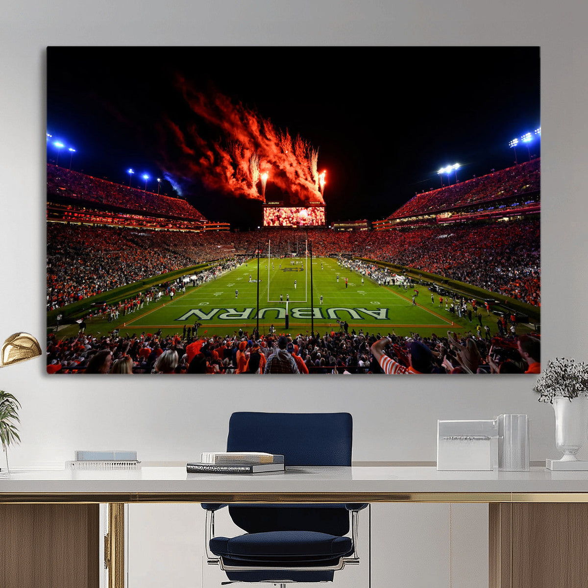 Auburn Stadium Wall Art Canvas Print, College Football Night