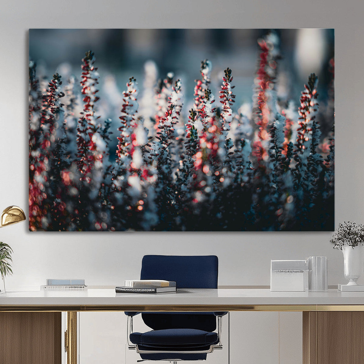 Winter Heather Wall Art Canvas Print, Frosted Floral Nature