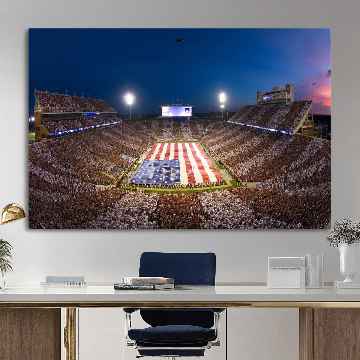 Oklahoma Sooners Memorial Stadium Wall Art Canvas Print,