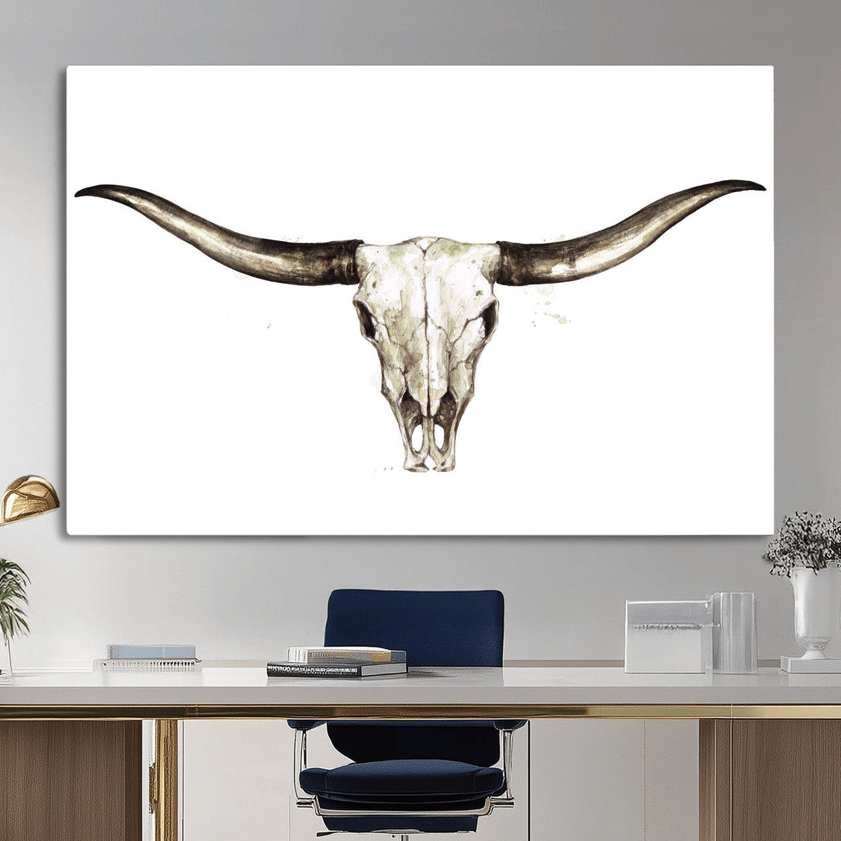 Longhorn Skull Wall Art Canvas Print – Rustic Western