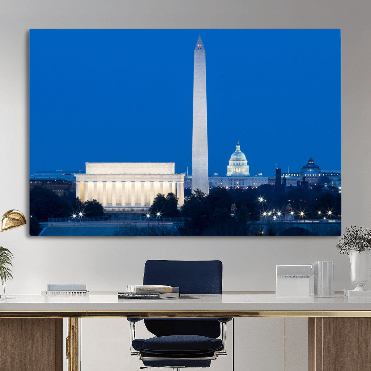 Washington DC Skyline Wall Art Canvas Print – Lincoln