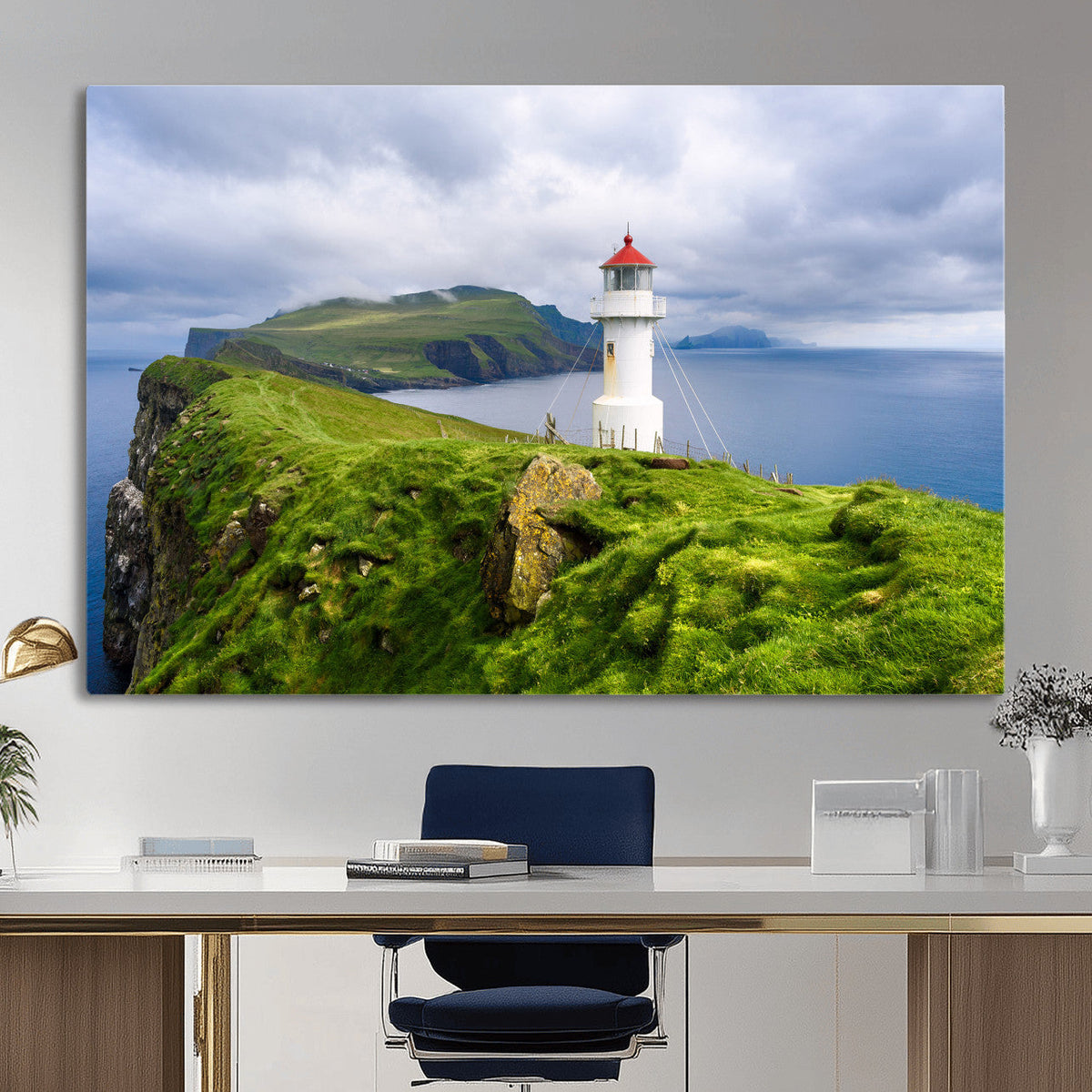 Cliffside Lighthouse Wall Art Canvas Print – Coastal