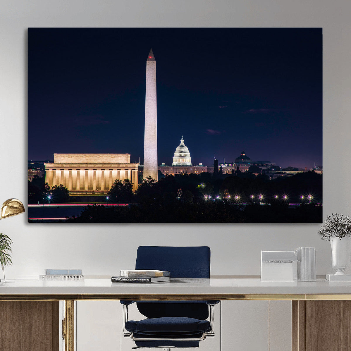 Washington White House Skyline Wall Art Canvas Print –