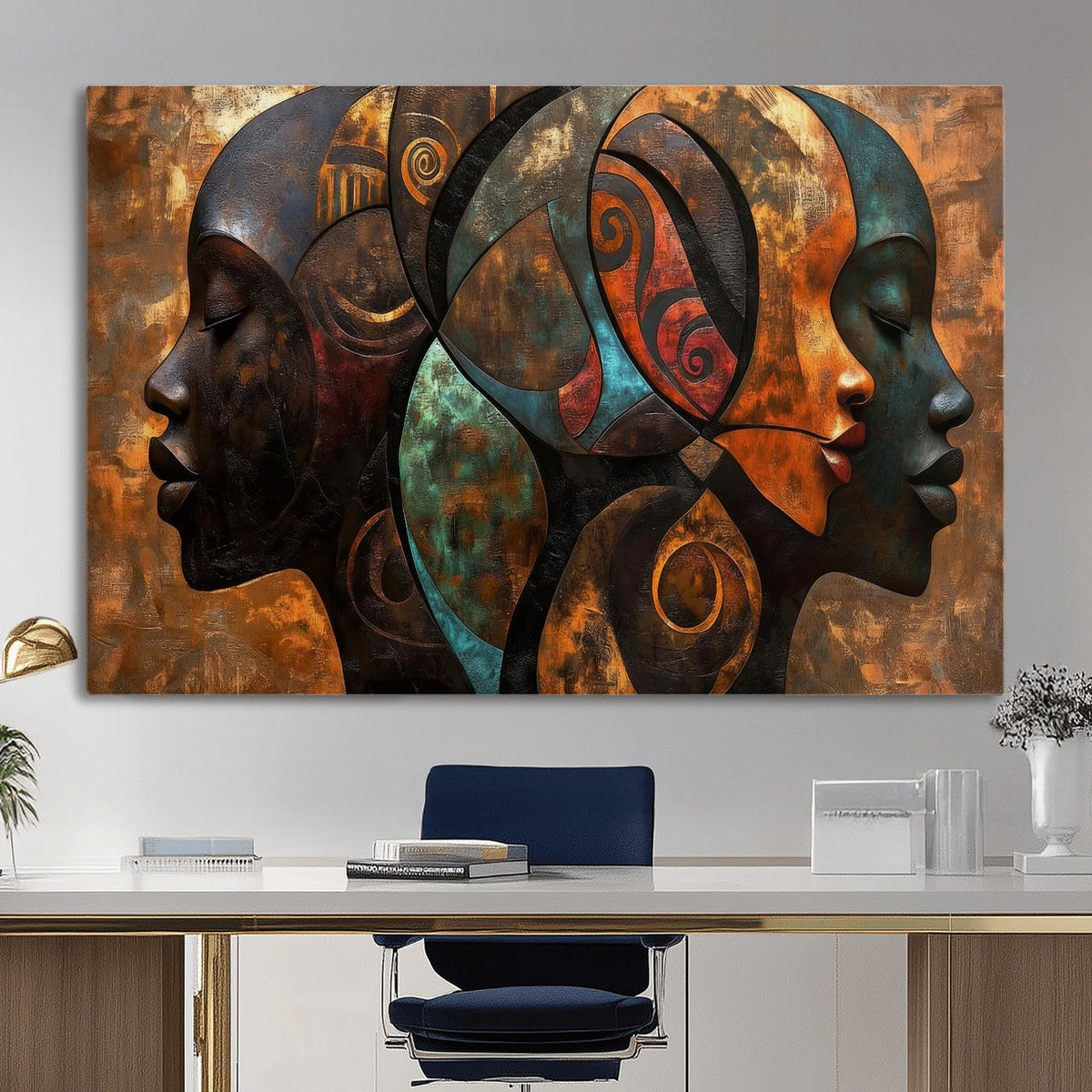 Abstract Afro American Women Wall Art Canvas Print