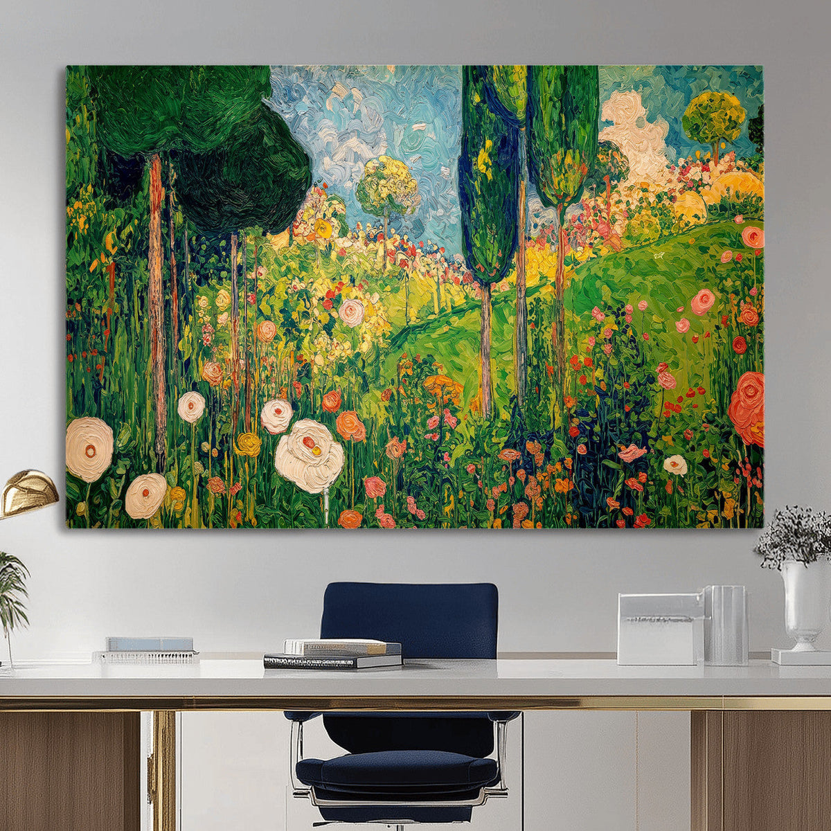 Gustav Klimt Boho Mountain Landscape Large Wall Art,