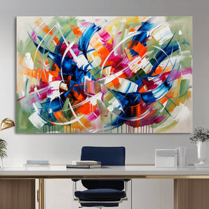 Geometric Abstract Wall Art Canvas Print, Orange Blue