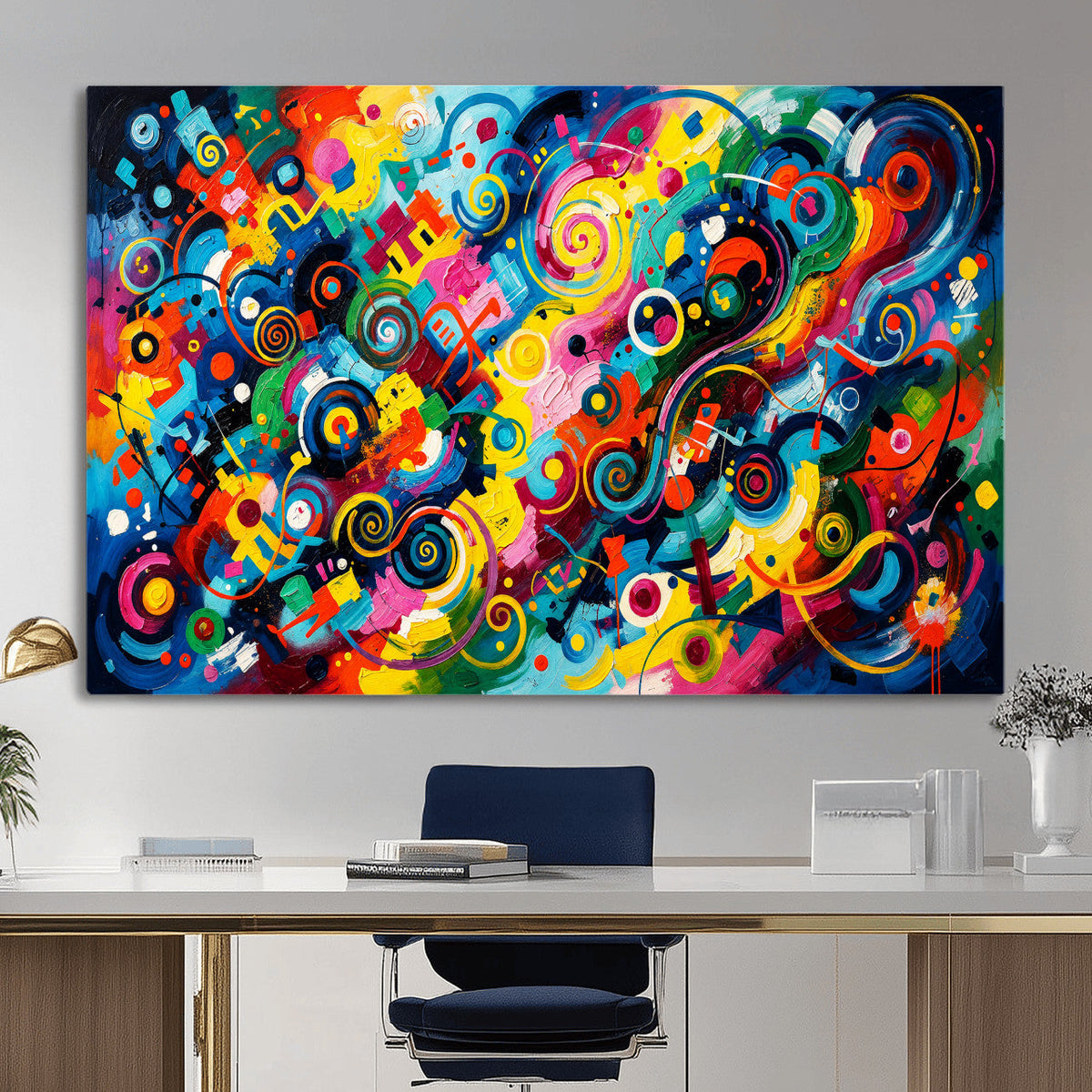 Geometric Abstract Wall Art Canvas Print, Bold Color