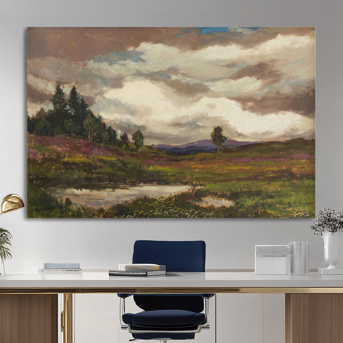 Gustav Macoun Heathland Canvas Print, Czech Landscape Oil
