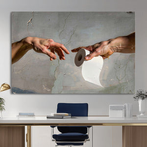 Funny Bathroom Wall Art Canvas, Creation of Toilet Paper