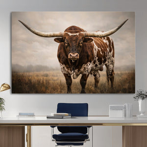 Texas Longhorn Canvas Wall Art Western Bull Desert Moody