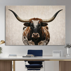 Texas Longhorn Canvas Wall Art Western Bull Desert Moody